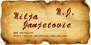 Milja Janjetović vizit kartica